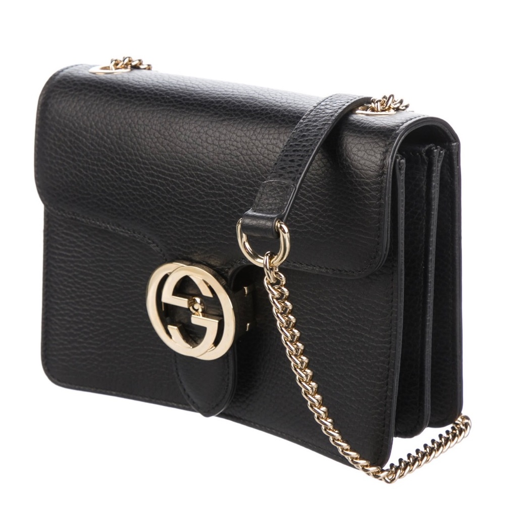 Gucci Black Crossbody Bag with Gold Accents